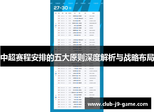 中超赛程安排的五大原则深度解析与战略布局